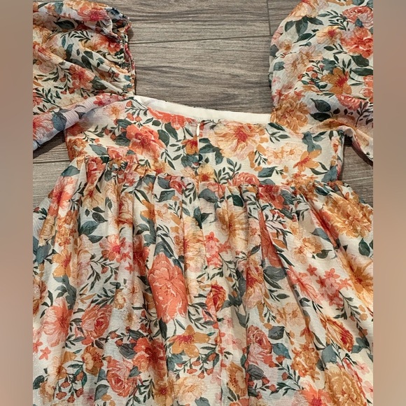 Morning Lavender Floral Empire Waist Balloon Sleeve Maxi Babydoll Dress - Picture 8 of 11